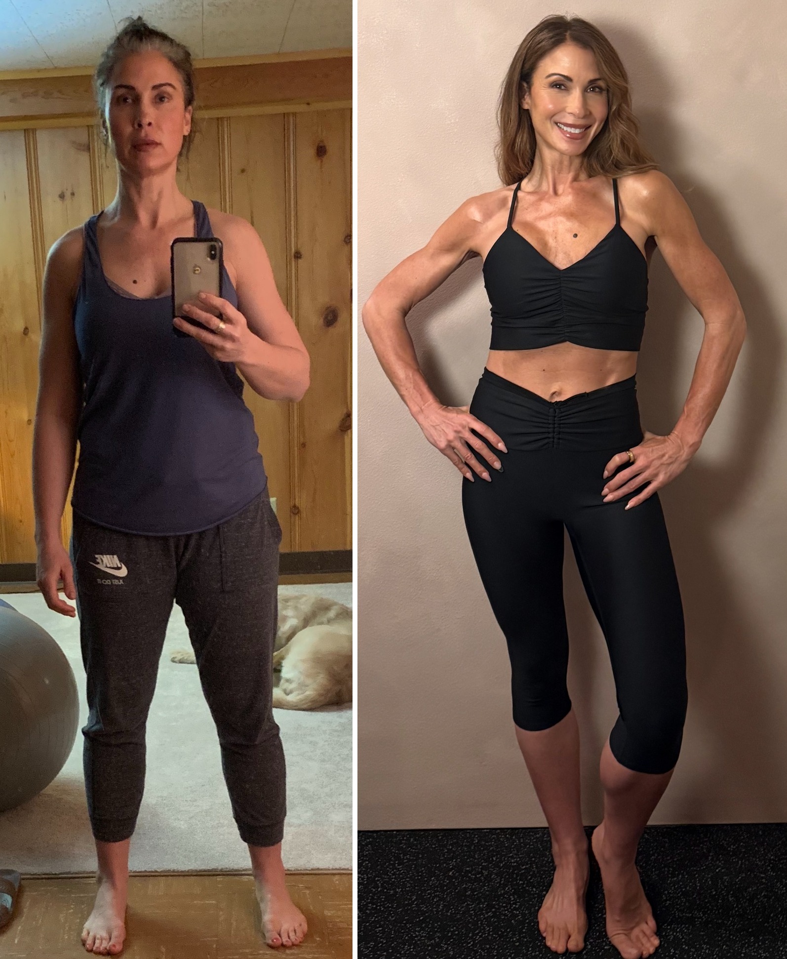 April, before and after rebuilding her own nervous system and strength